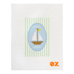 Oz Needle and Thread Sailboat Striped Oval Needlepoint Canvas