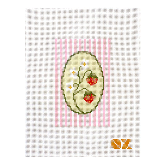 Oz Needle and Thread Strawberry Striped Oval Needlepoint Canvas
