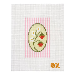 Oz Needle and Thread Strawberry Striped Oval Needlepoint Canvas