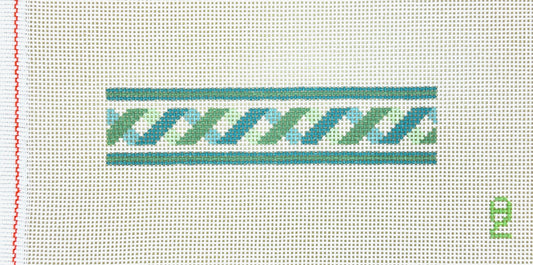 Oz Needle and Thread Twisted Ribbon Fob Blue Needlepoint Canvas