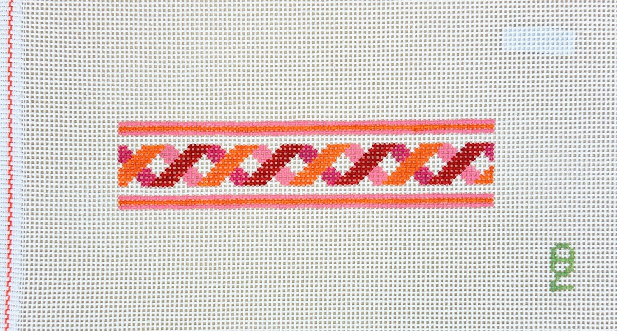 Needlepoint Ribbon Oz Needle and Thread Twisted Ribbon Fob Red Orange Needlepoint Canvas ...