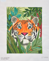 Painted Pony Designs Cat Thurmond Tiger in the Grass Needlepoint Canvas