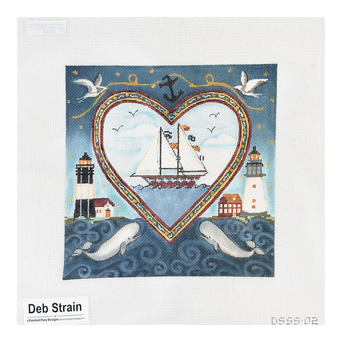 Painted Pony Designs Deb Strain Tall Ship and Light Needlepoint Canvas