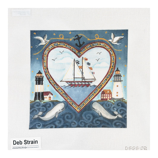 Painted Pony Designs Deb Strain Tall Ship and Light Needlepoint Canvas