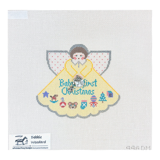 Painted Pony Designs Debbie Woodard Baby st Christmas (yellow) Angel Needlepoint Canvas