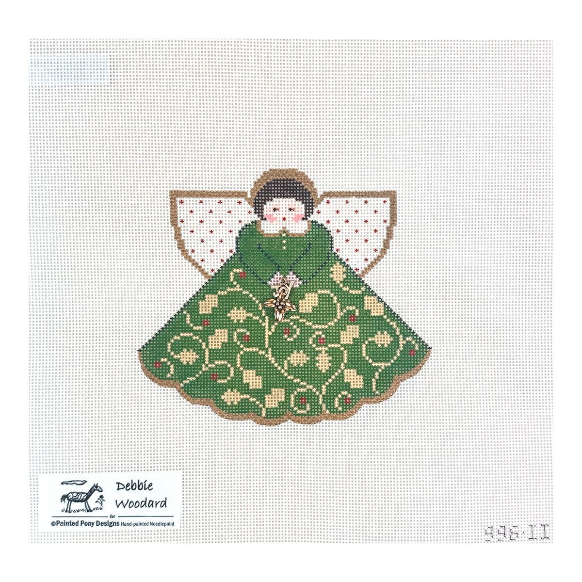 Painted Pony Designs Debbie Woodard Christmas Vine Angel Needlepoint Canvas