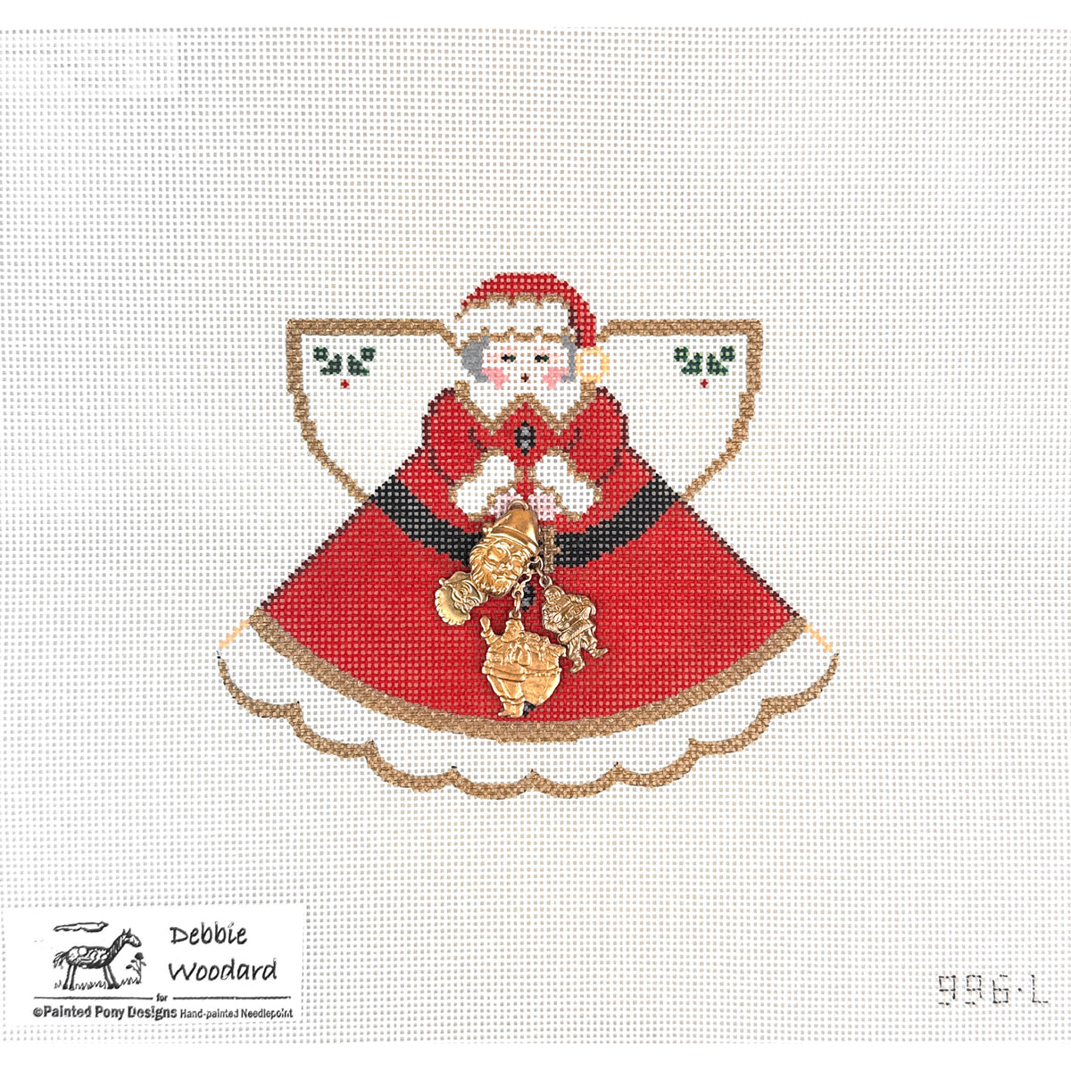 Painted Pony Designs Debbie Woodard Mrs. Santa Angel Needlepoint Canvas