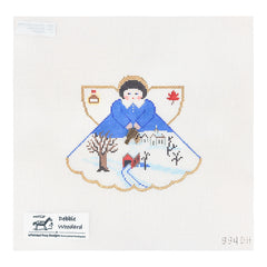 Painted Pony Designs Debbie Woodard Vermont Covered Bridge Travel Angel Needlepoint Canvas