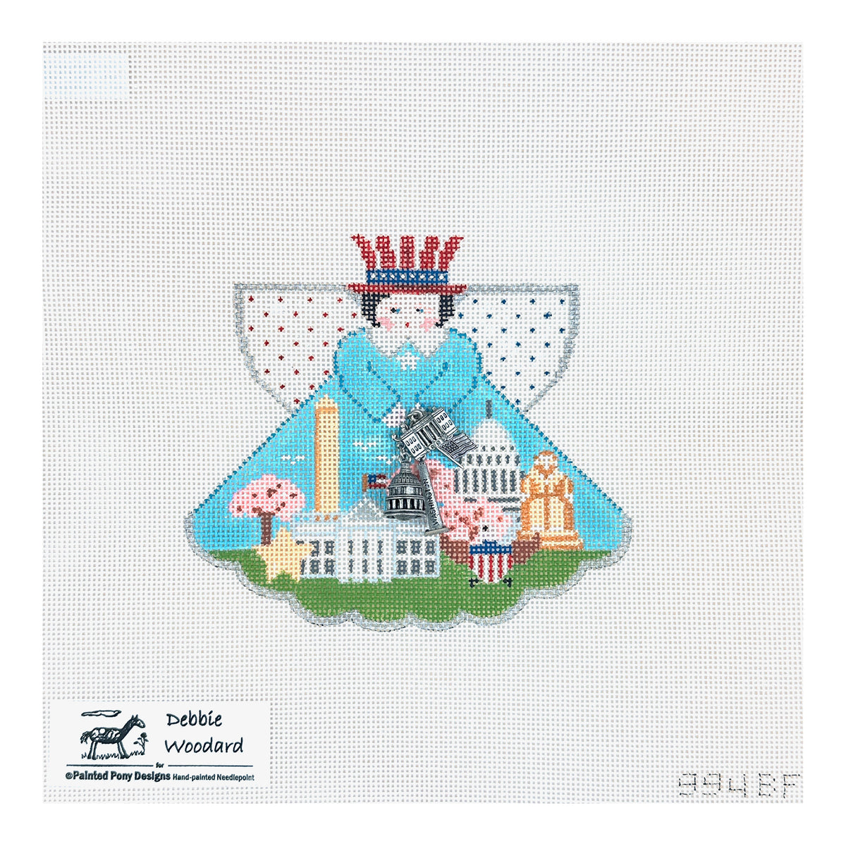 Painted Pony Designs Debbie Woodard Washington DC Travel Angel Needlepoint Canvas