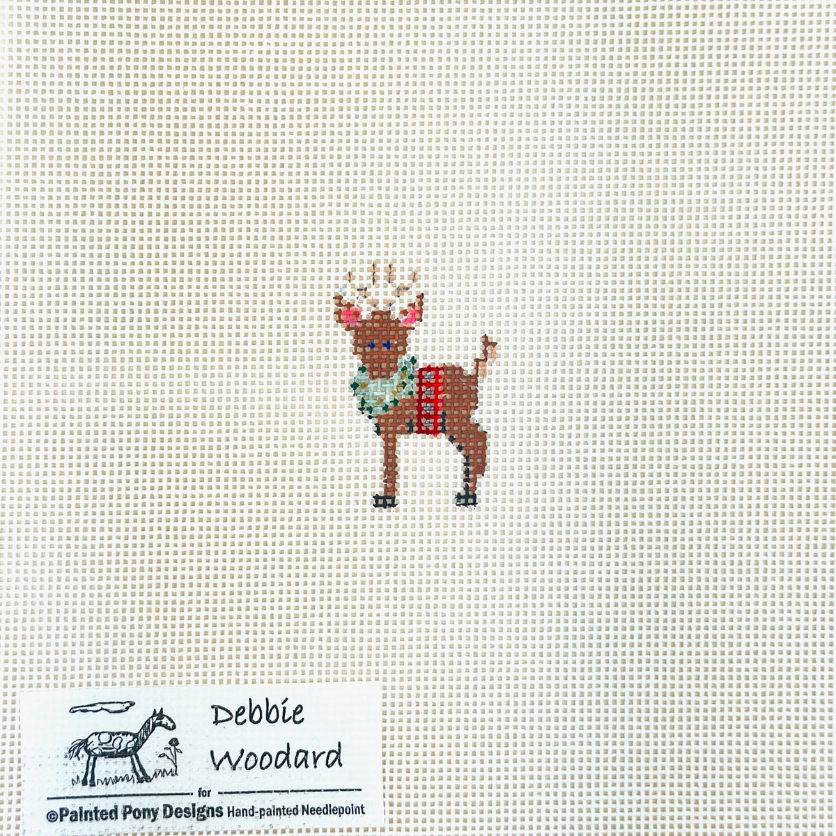 Painted Pony Designs Debbie Woodward Mini Reindeer Needlepoint Canvas