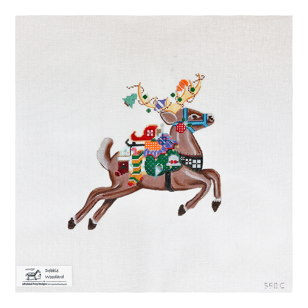 Painted Pony Designs Santa's Reindeer Dancer Needlepoint Canvas