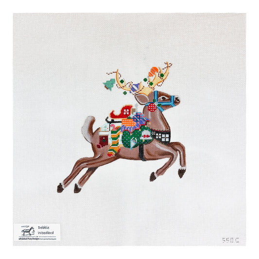 Painted Pony Designs Santa's Reindeer Dancer Needlepoint Canvas