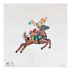 Painted Pony Designs Santa's Reindeer Dancer Needlepoint Canvas