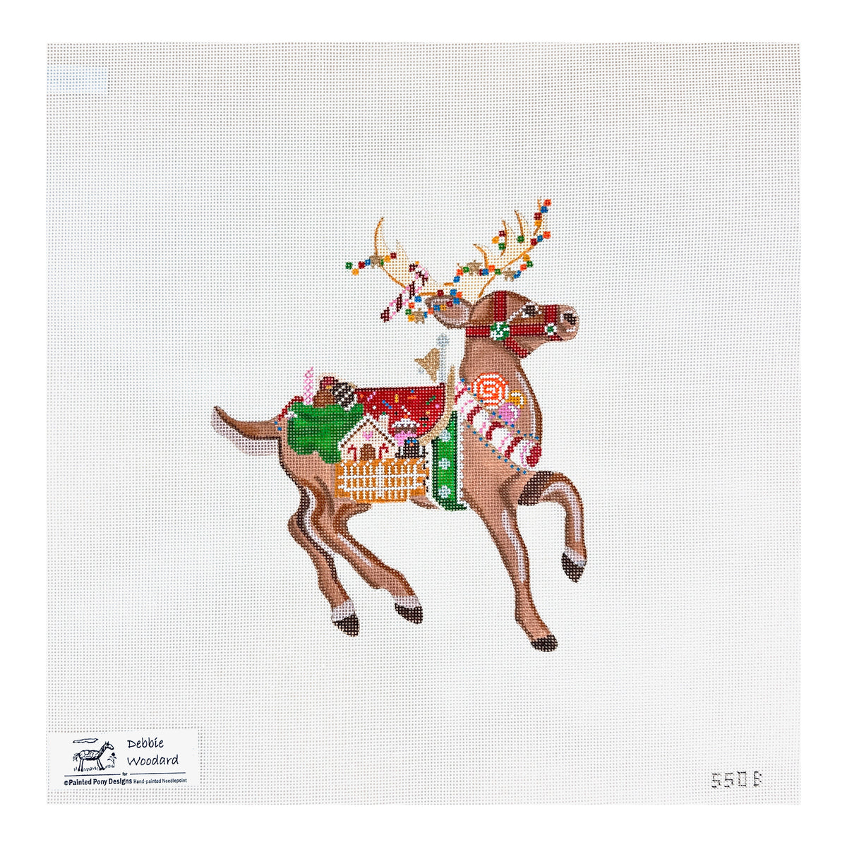 Painted Pony Designs Santa's Reindeer Dasher Needlepoint Canvas
