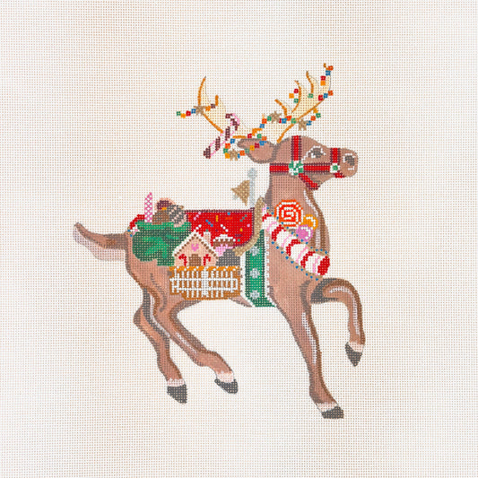 Painted Pony Designs Debbie Woodward Santa's Reindeer Dasher Needlepoint Canvas