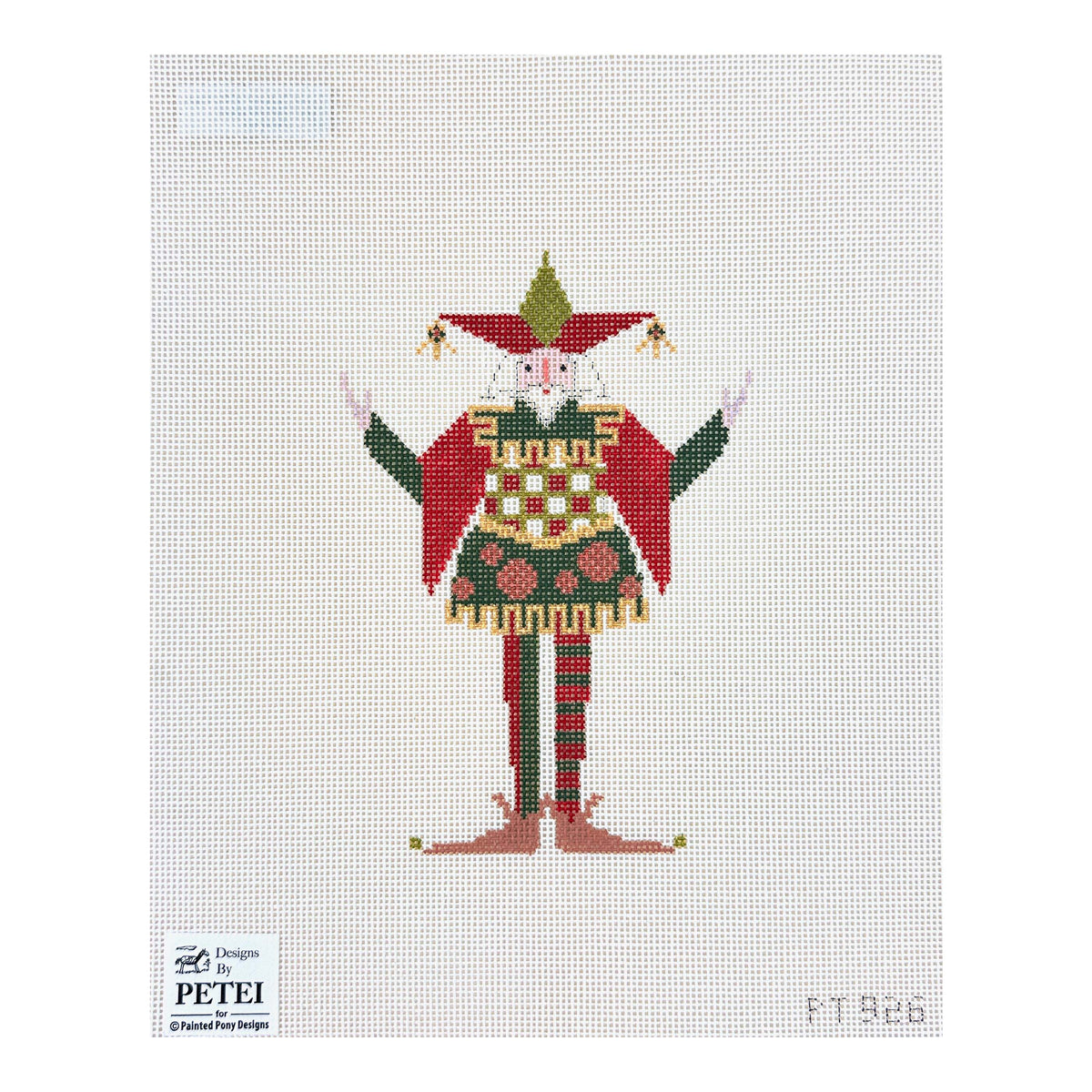 Painted Pony Designs Designs by Petei Court Jester Santa Needlepoint Canvas