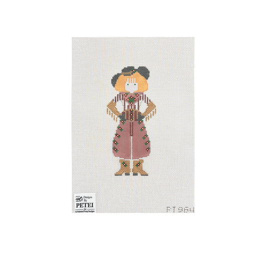 Painted Pony Designs Designs by Petei Cowgirl with Gold Boots Needlepoint Canvas