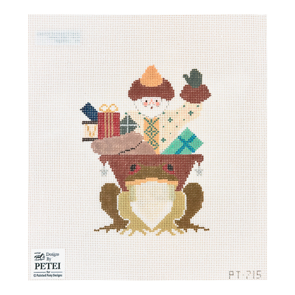 Painted Pony Designs Designs by Petei Frog Santa Needlepoint Canvas