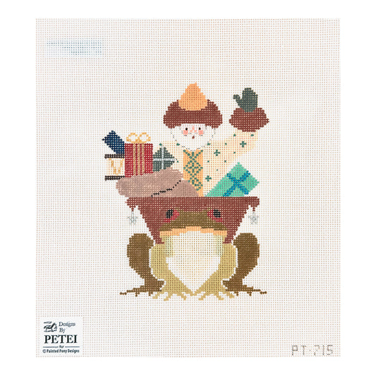 Painted Pony Designs Designs by Petei Frog Santa Needlepoint Canvas