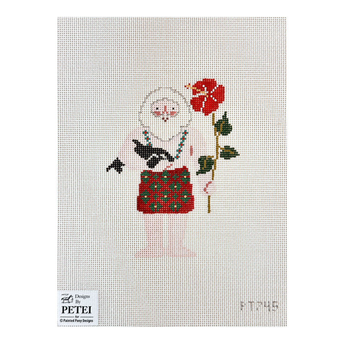 Painted Pony Designs Petei Hawaiian Santa Needlepoint Canvas