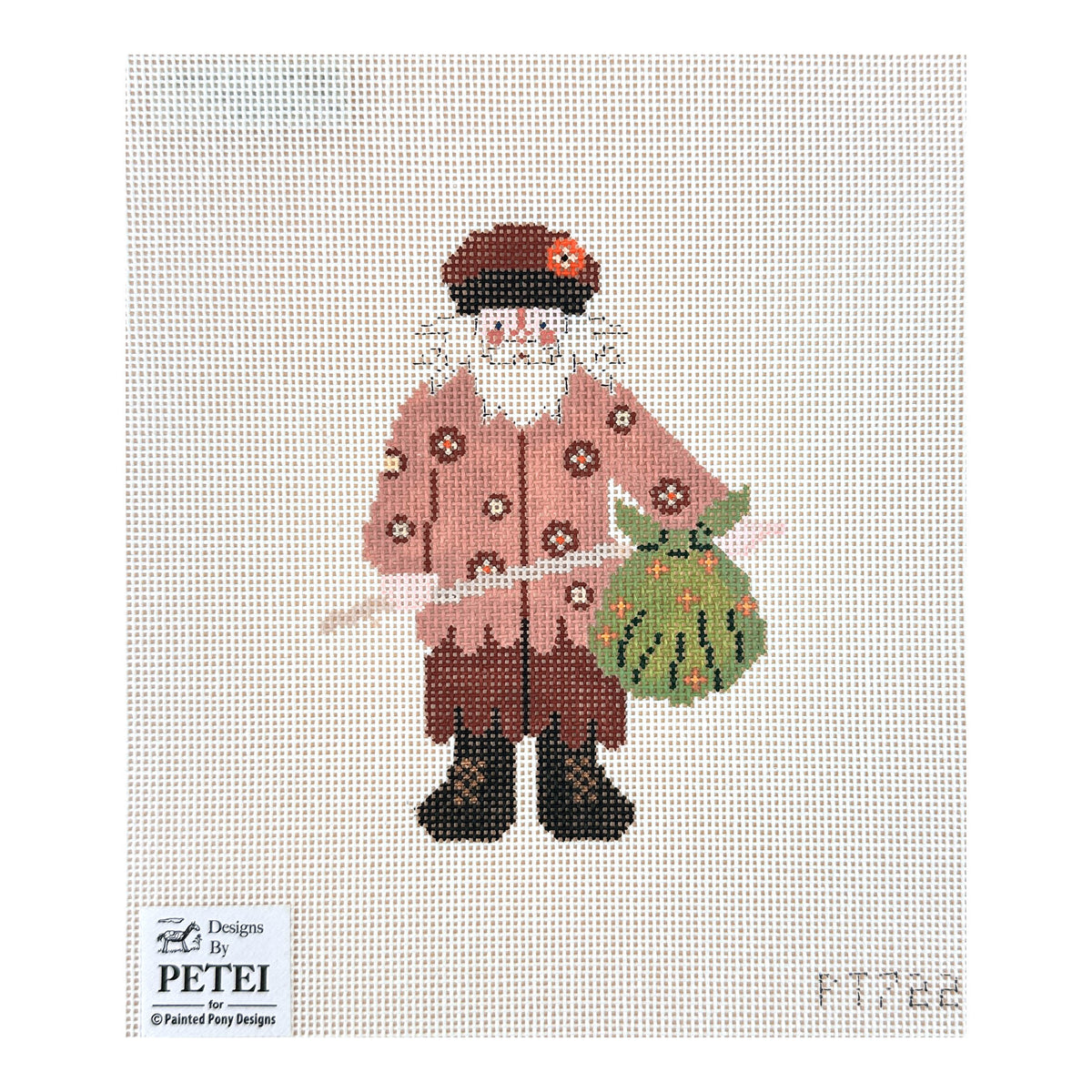 Painted Pony Designs Petei Knapsack Santa Needlepoint Canvas