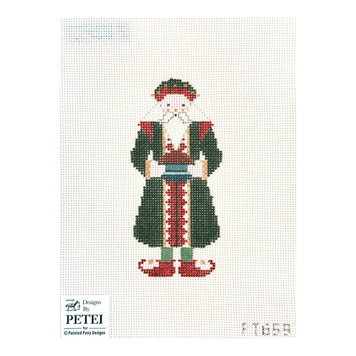 Painted Pony Designs Designs by Petei Plum Puddin' Santa Needlepoint Canvas