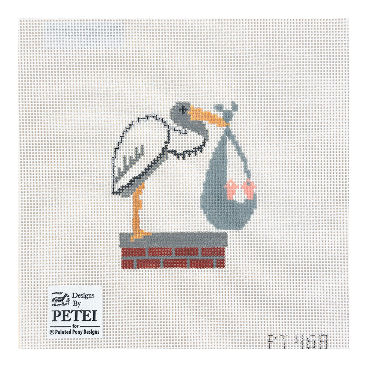 Painted Pony Designs Petei Stork on Chimney Top Needlepoint Canvas