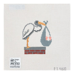 Painted Pony Designs Petei Stork on Chimney Top Needlepoint Canvas