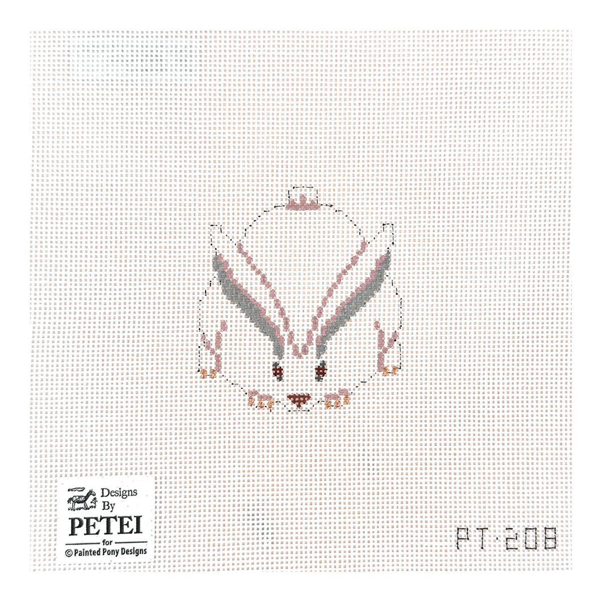 Painted Pony Designs Designs by Petei White Bunny Rabbit Needlepoint Canvas