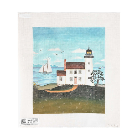 Painted Pony Designs Diane Ulmer Pedersen White Lighthouse Needlepoint Canvas