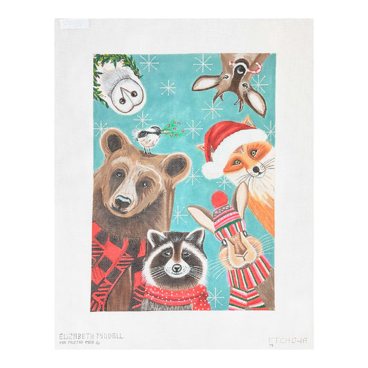 Painted Pony Designs Elizabeth Tyndall Christmas Animals Needlepoint Canvas
