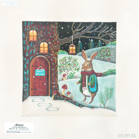Painted Pony Designs Mary E Charles Woodland Rabbit Needlepoint Canvas