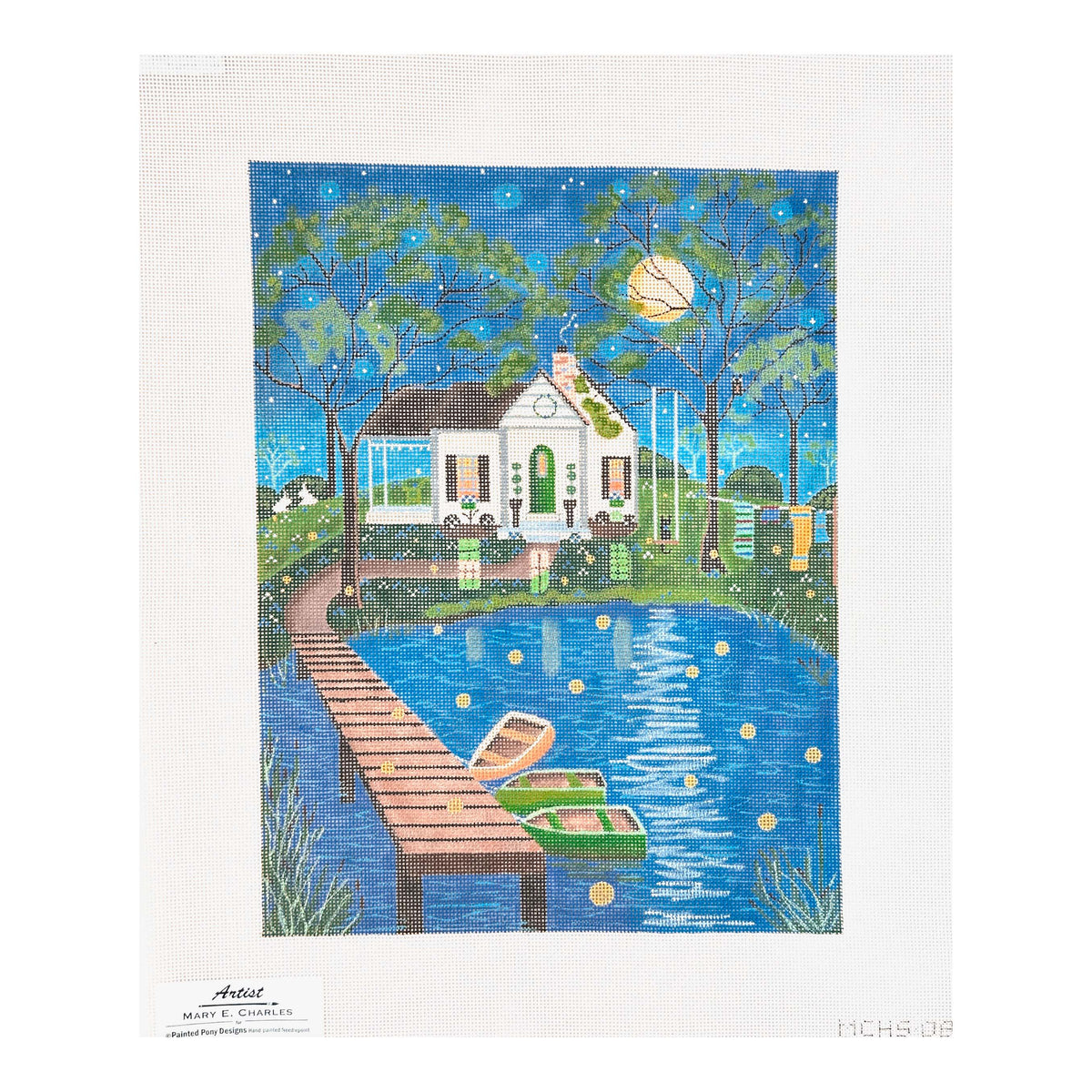 Painted Pony Designs Mary E Charles Cabin the Pond Needlepoint Canvas