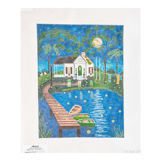 Painted Pony Designs Mary E. Charles Cabin by the Pond Needlepoint Canvas