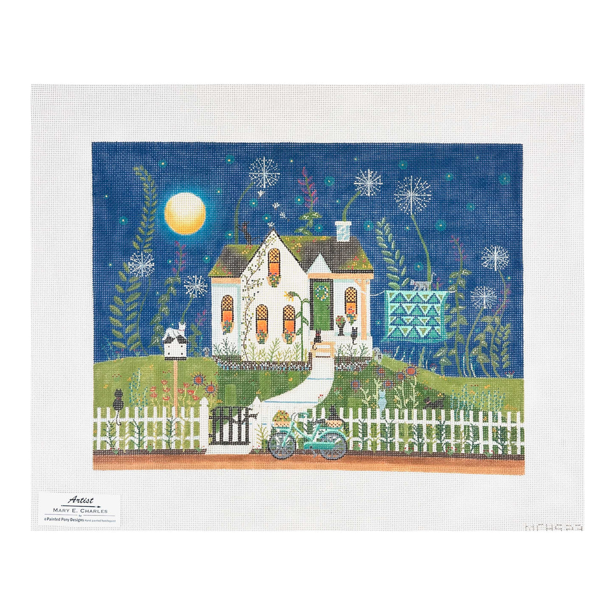 Painted Pony Designs Mary E Charles Cat Lovers Cottage Needlepoint Canvas