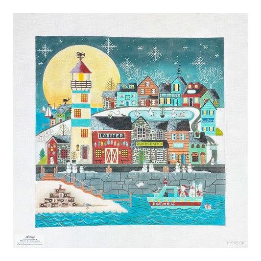 Painted Pony Designs Mary E Charles Coastal Christmas  Needlepoint Canvas