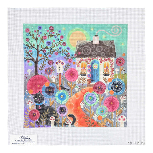 Painted Pony Designs Mary E. Charles Kitty Cottage Needlepoint Canvas