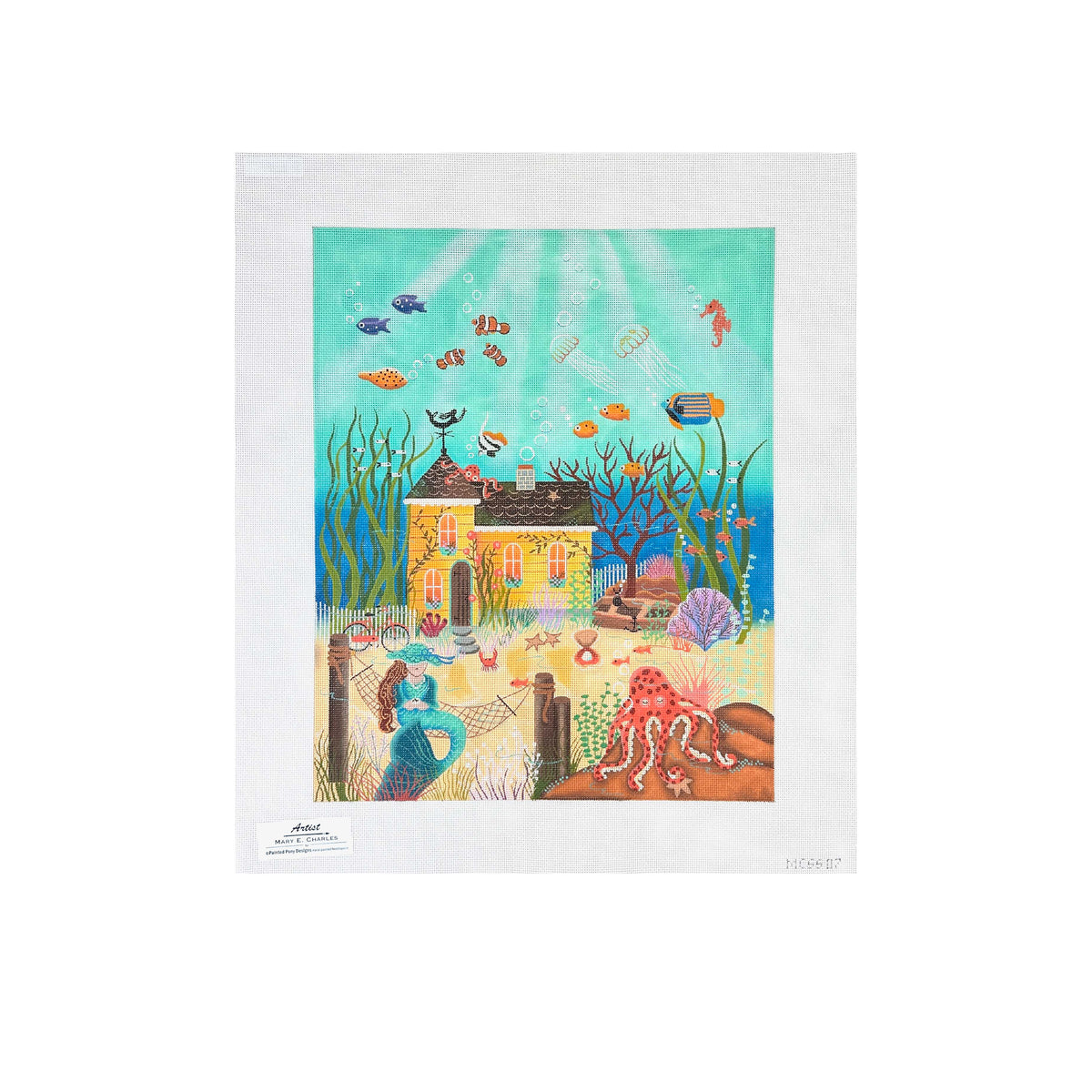 Painted Pony Designs Mary E Charles Mermaid's Cottage Needlepoint Canvas