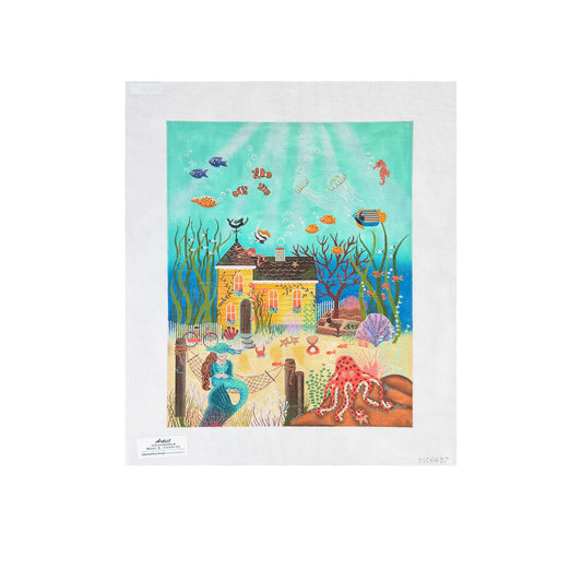 Painted Pony Designs Mary E Charles Mermaid's Cottage Needlepoint Canvas