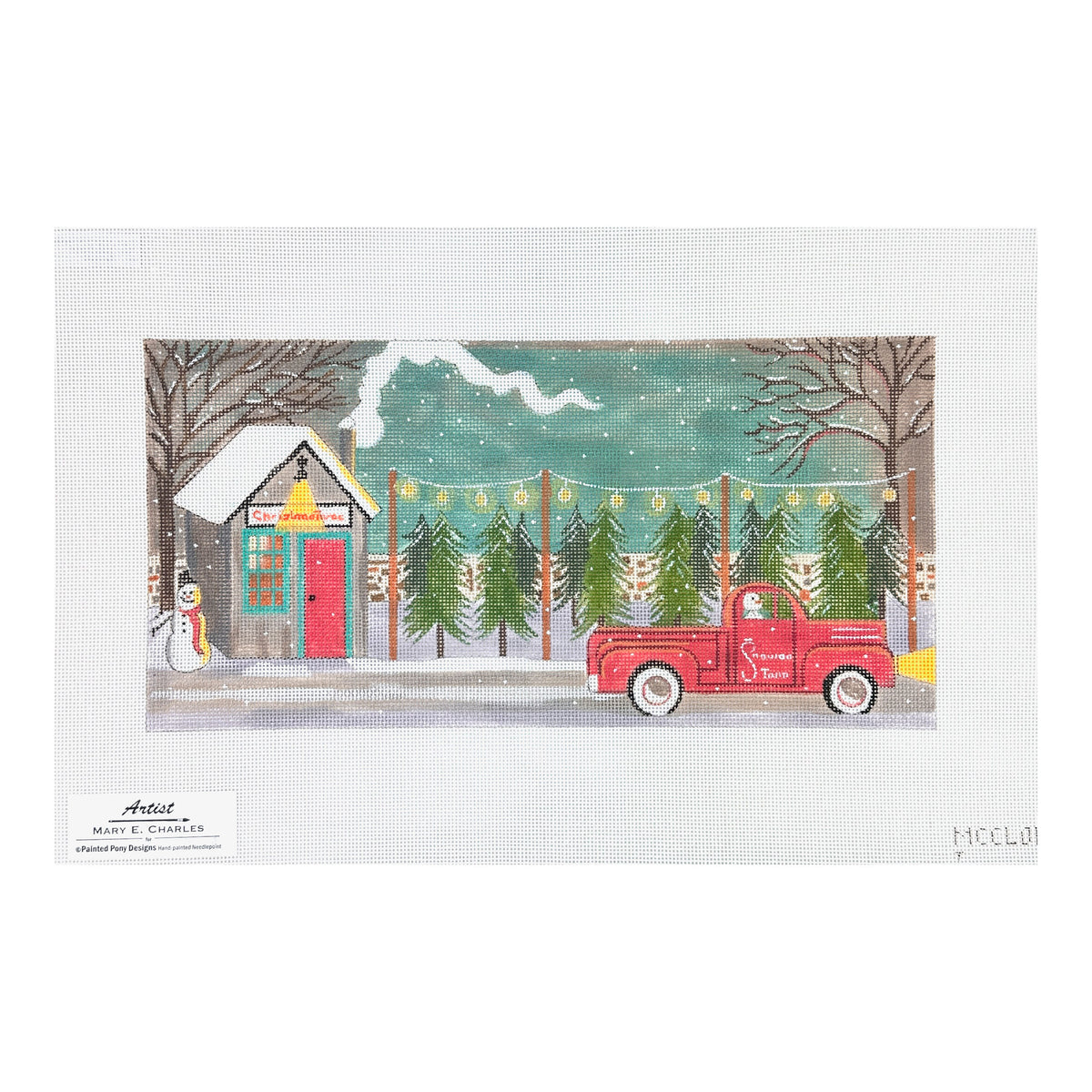 Painted Pony Designs Mary E Charles Snowman's Tree Farm Needlepoint Canvas