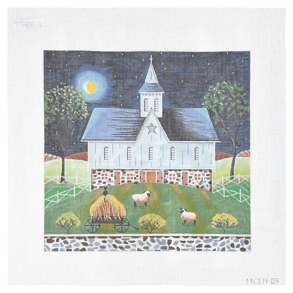 Painted Pony Designs Mary E Charles Star Barn Needlepoint Canvas