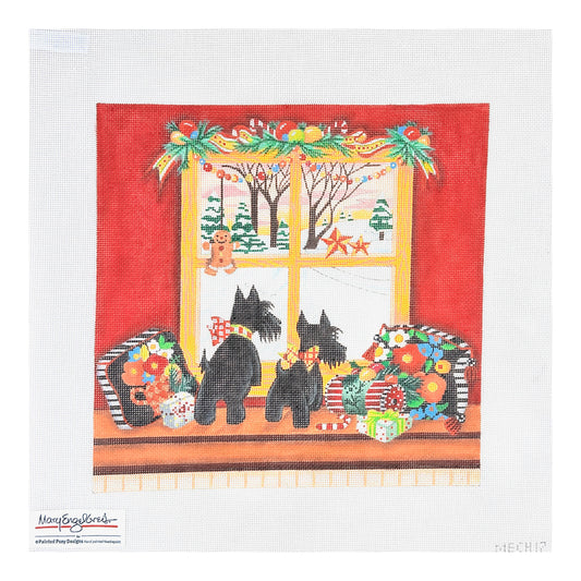 Painted Pony Designs Mary Engelbreit Scotties on Watch Needlepoint Canvas