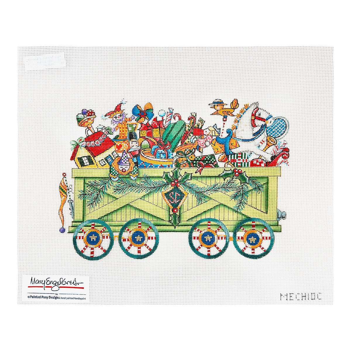 Painted Pony Designs Mary Engelbreit Train Open Box Car Needlepoint Canvas