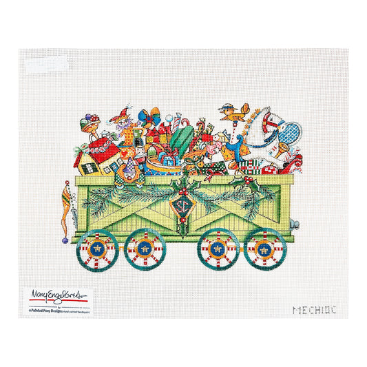 Painted Pony Designs Mary Engelbreit Train Open Box Car Needlepoint Canvas