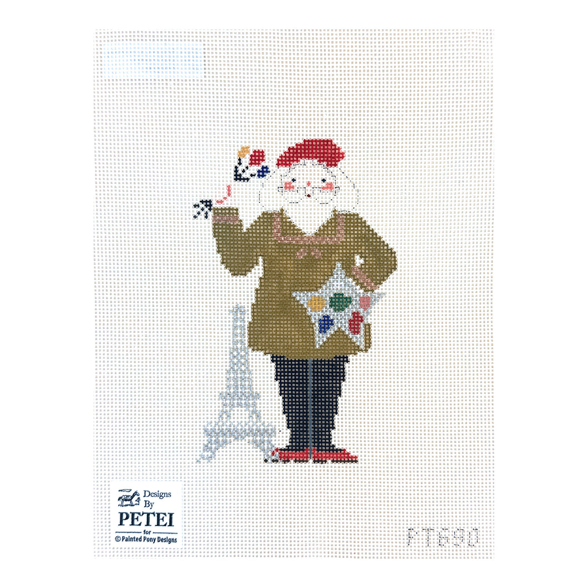 Painted Pony Designs Petei Santas: Parisian Santa Needlepoint Canvas