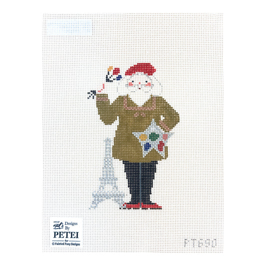 Painted Pony Designs Petei Santas: Parisian Santa Needlepoint Canvas