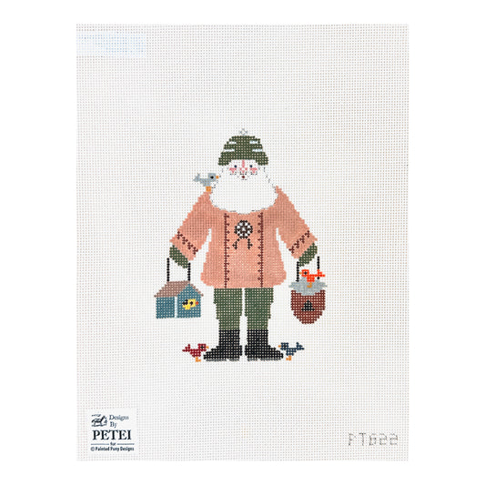 Painted Pony Designs Petei Santas: Birdhouse Santa Needlepoint Canvas