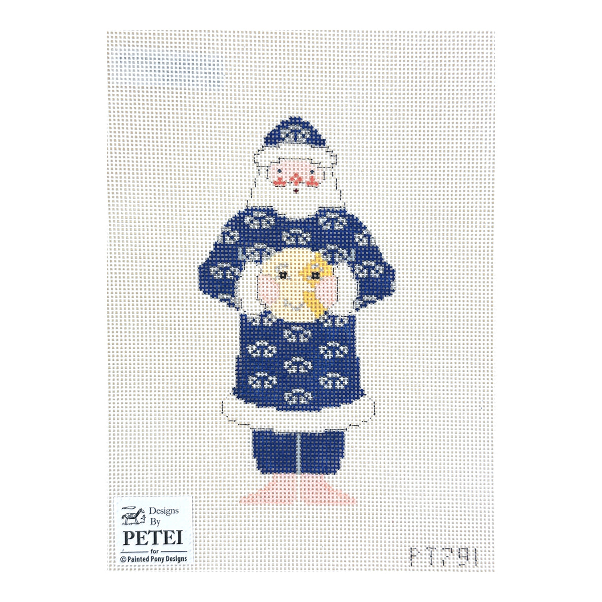 Painted Pony Designs Petei Santas: Blue Moon Santa Needlepoint Canvas