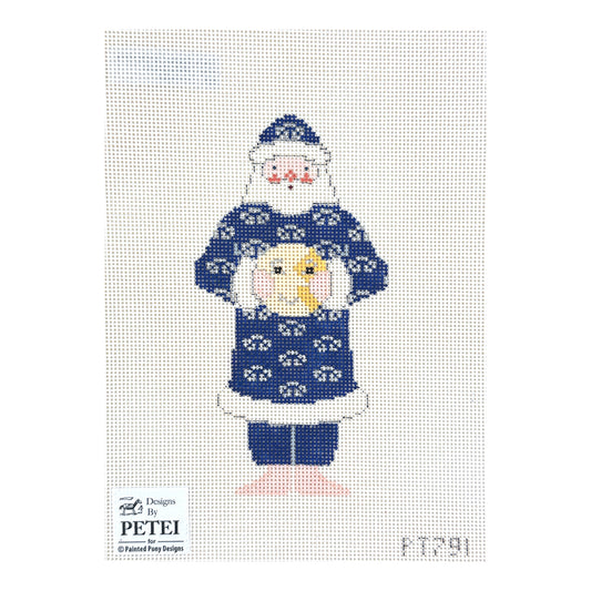 Painted Pony Designs Petei Santas: Blue Moon Santa Needlepoint Canvas