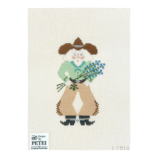 Painted Pony Designs Petei Santas: Bluebonnet Santa Needlepoint Canvas
